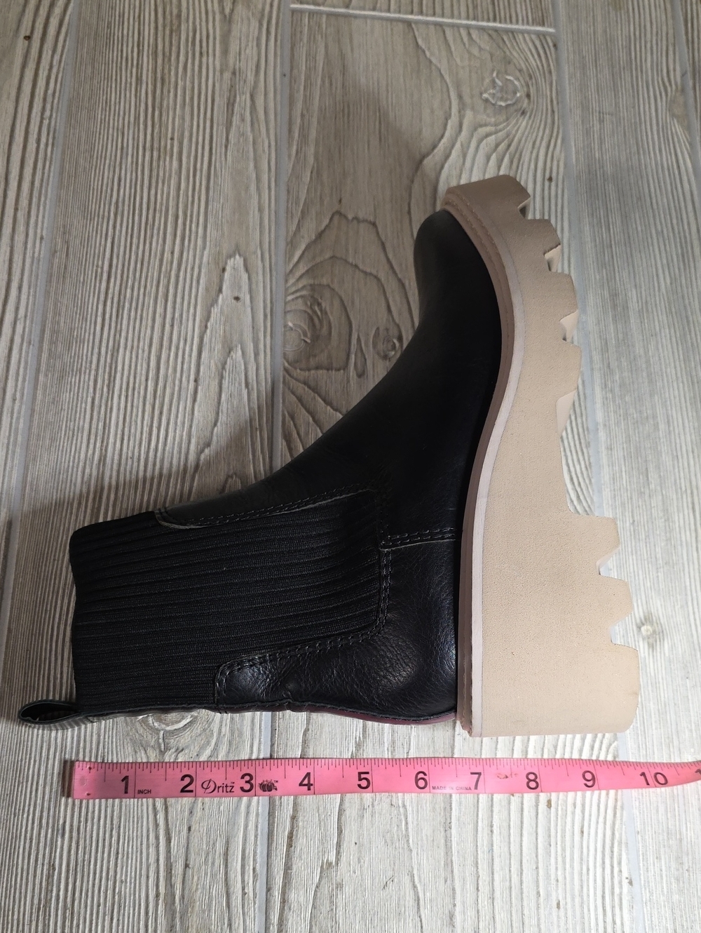 Dolce Vita Hoven H2O Chelsea Boots Black Leather Chucky Lug Platform Sole - Picture 11 of 13